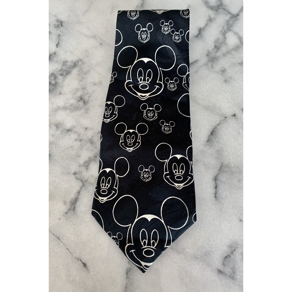 Mickey Unlimited Disney Vintage Mickey Mouse Black White Tie Made In USA